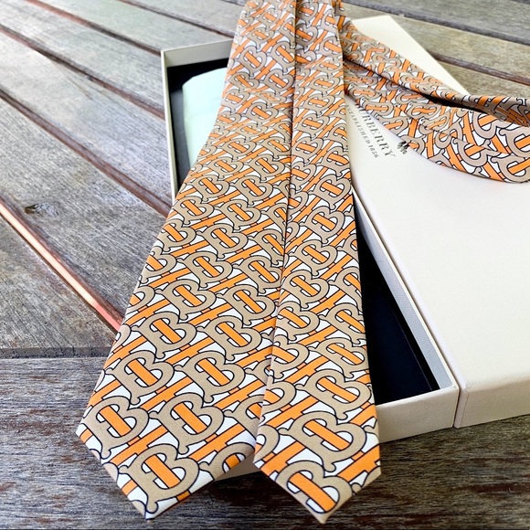 🔥TB MONOGRAM🔥💯🆕HOUSE OF BURBERRY SIGNATURE MOTIF PRINT TIE🔥 - Picture 7 of 16